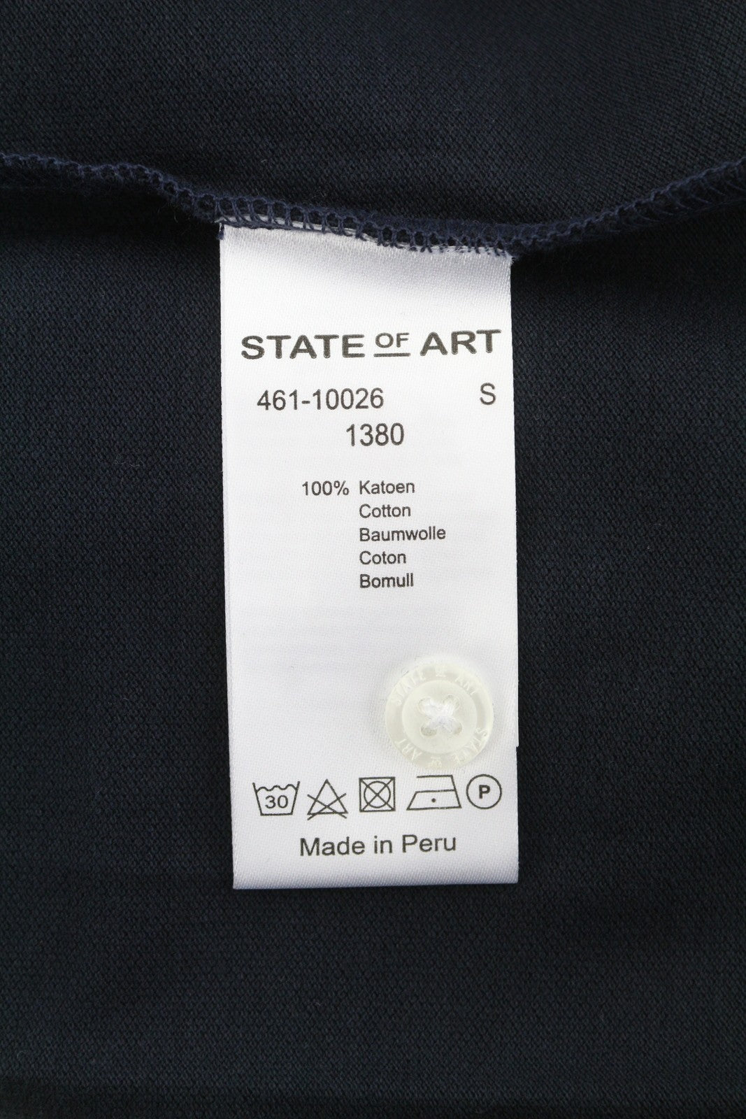 STATE OF ART Men Polos S Dark Blue Half Button Cotton Short Sleeved