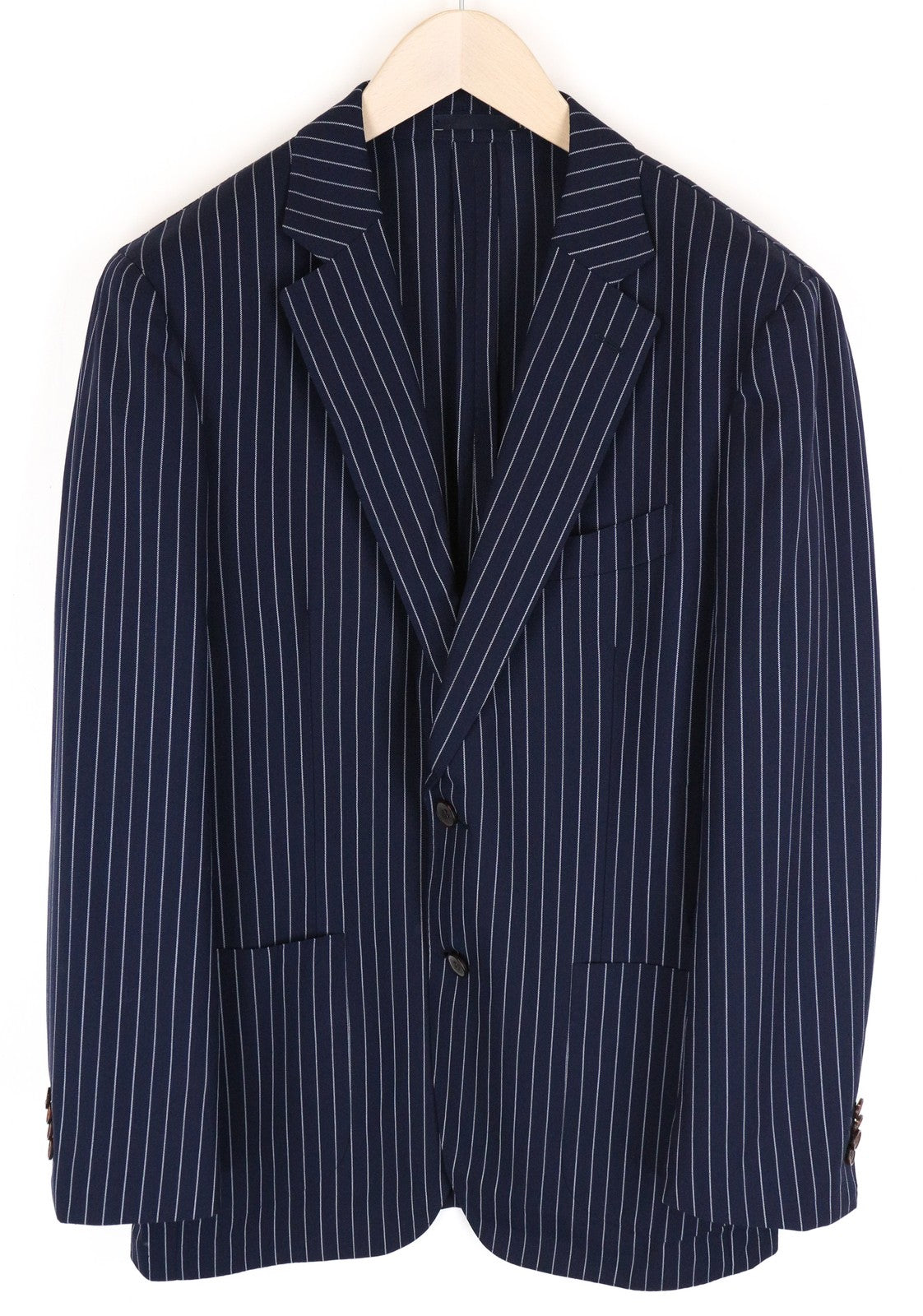 SUITSUPPLY Havana Traveller Men Blazer UK42R Blue Wool Slim Striped Unlined
