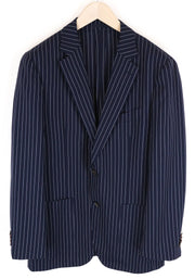 SUITSUPPLY Havana Traveller Men Blazer UK42R Blue Wool Slim Striped Unlined