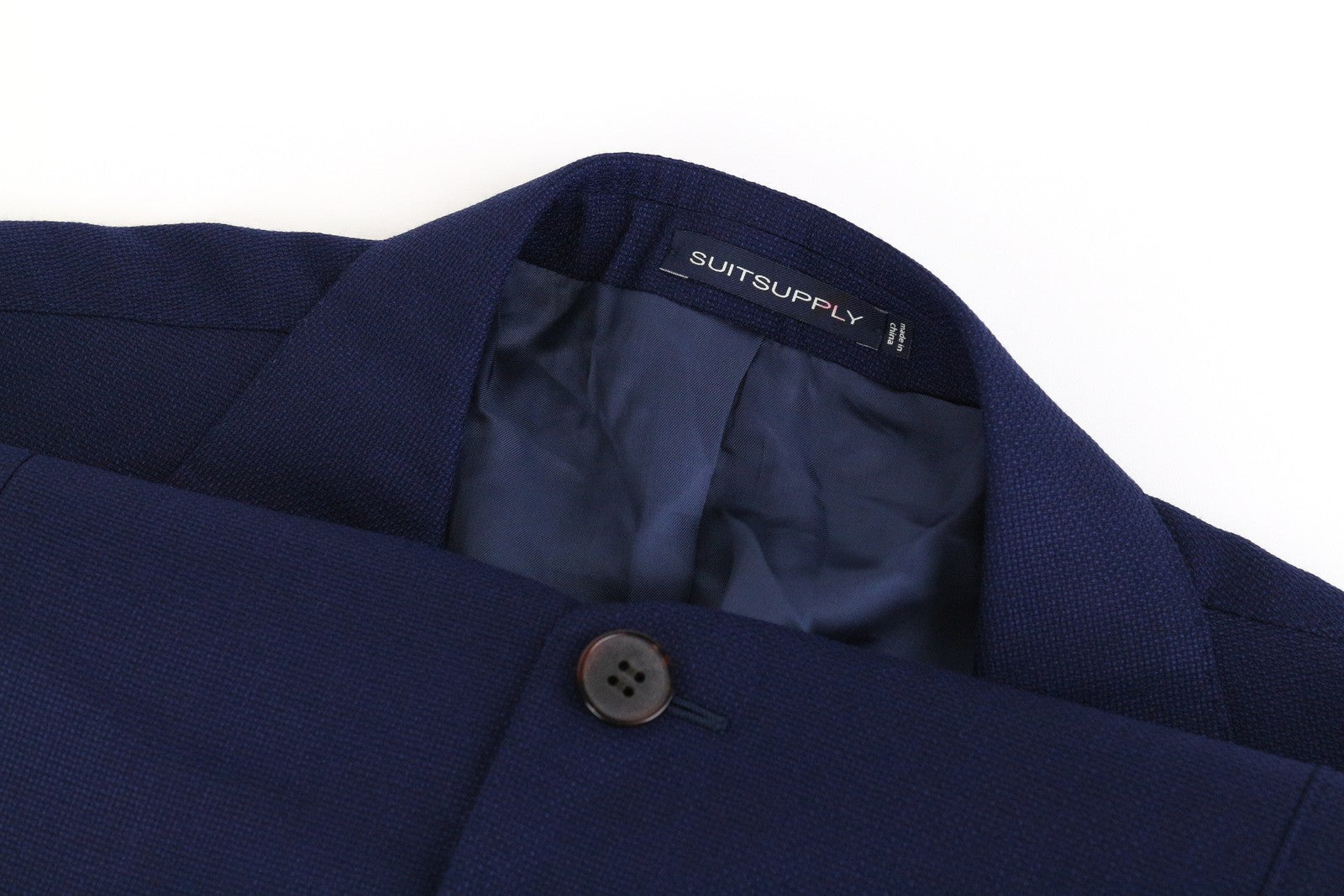 SUITSUPPLY Havana Men Blazer UK48R Blue Pure Wool Slim Single-Breasted Classic