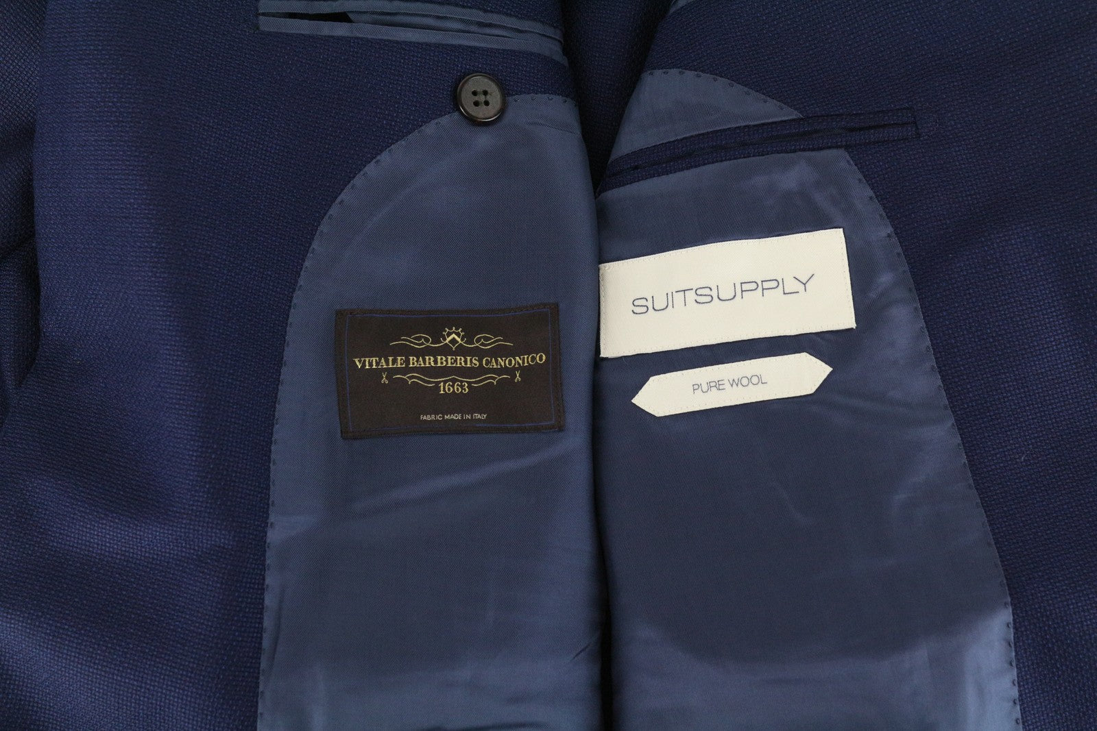 SUITSUPPLY Havana Men Blazer UK48R Blue Pure Wool Slim Single-Breasted Classic