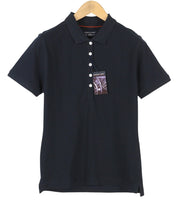 STATE OF ART Men Polos M Dark Blue Half Button Cotton Short Sleeved