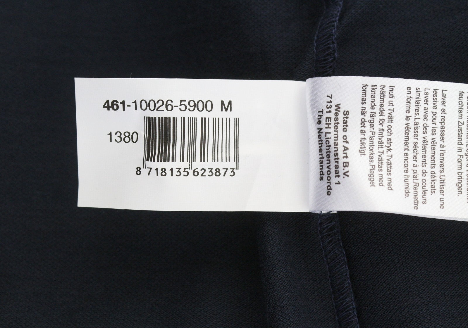 STATE OF ART Men Polos M Dark Blue Half Button Cotton Short Sleeved