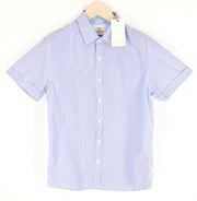 SCOTCH & SODA Ams Couture Men Shirt S Blue Pure Cotton Striped Short Sleeved