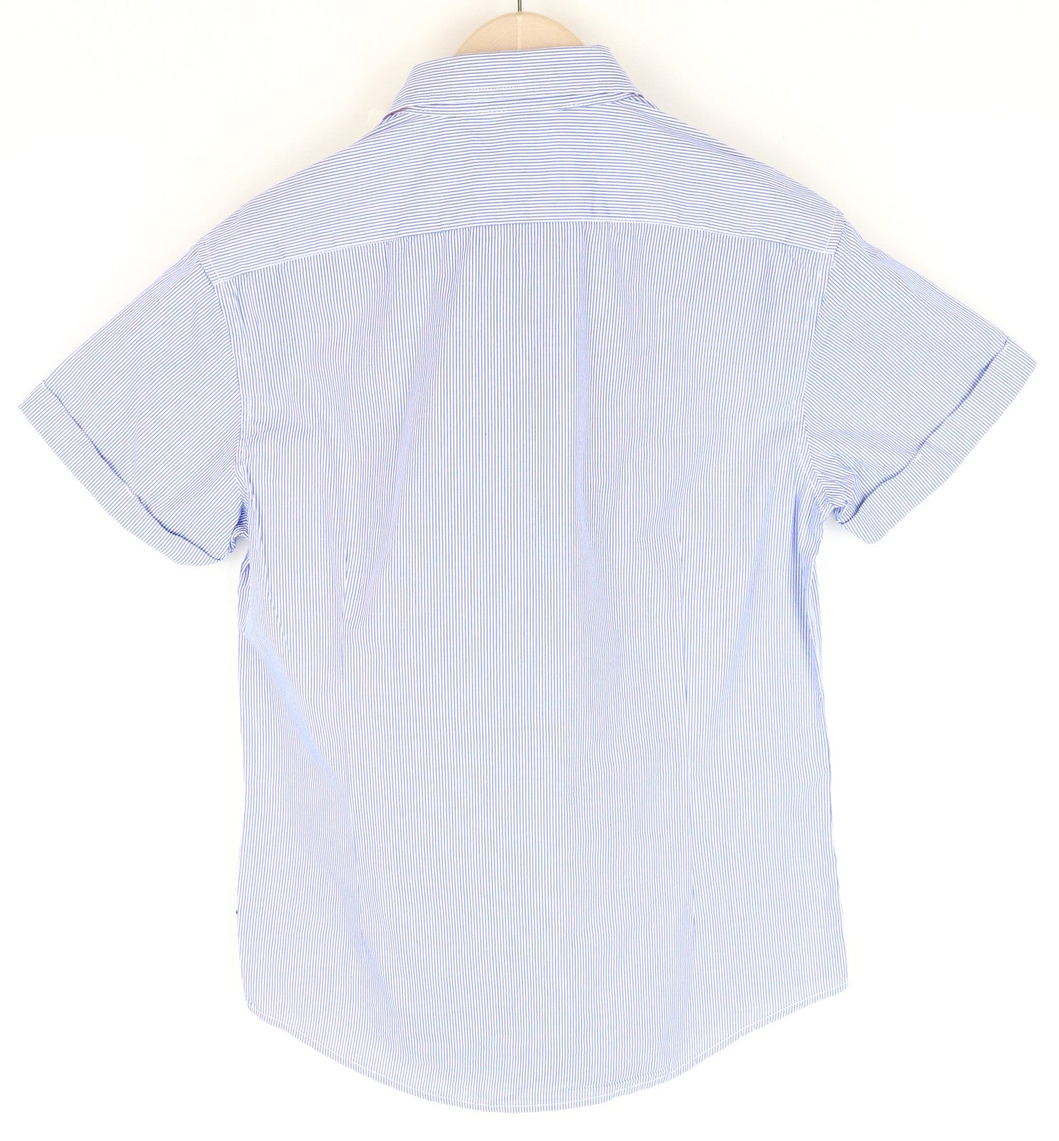 SCOTCH & SODA Ams Couture Men Shirt S Blue Pure Cotton Striped Short Sleeved