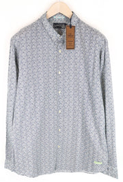 SCOTCH & SODA Ams Couture Men Shirt 2XL Blue Cotton Shell Patterned Long Sleeve