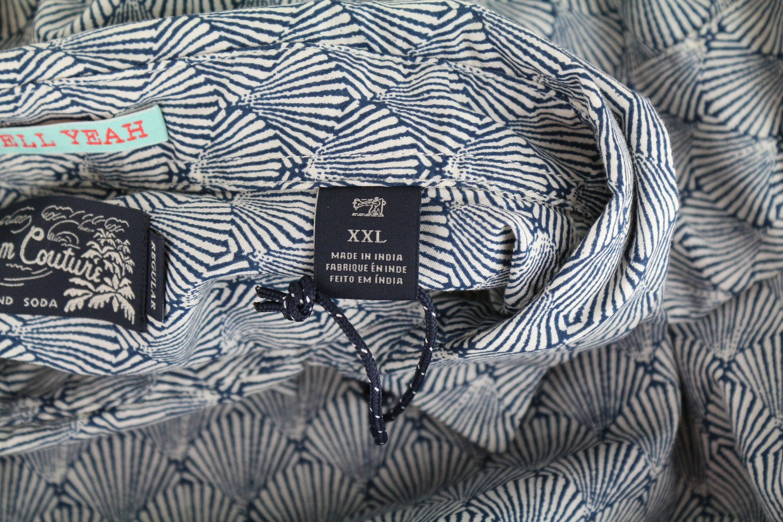 SCOTCH & SODA Ams Couture Men Shirt 2XL Blue Cotton Shell Patterned Long Sleeve