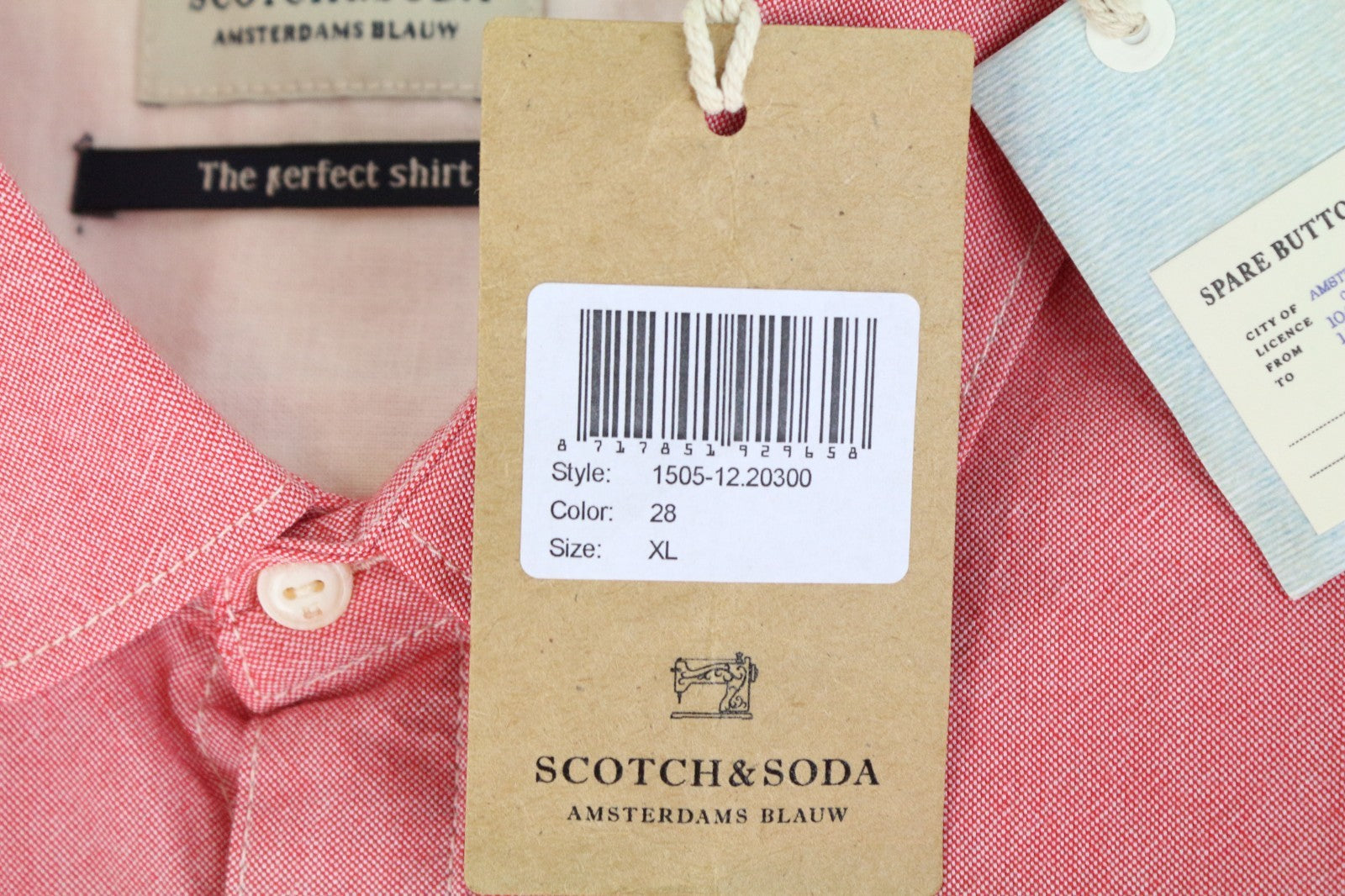 SCOTCH & SODA Ams Couture Men Shirt XL Pink Pure Cotton Long Sleeve Button-Up