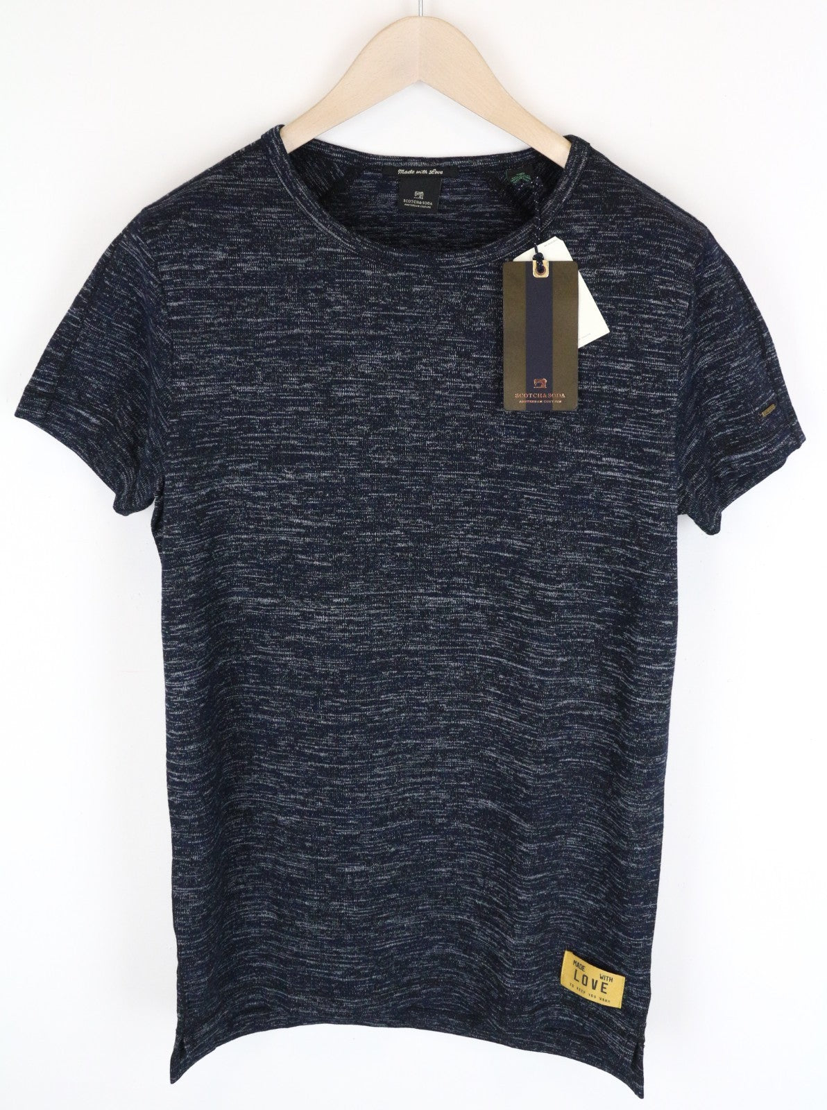 SCOTCH & SODA Ams Couture Men T-Shirt S Navy Short Sleeve Cotton Blend Stretch