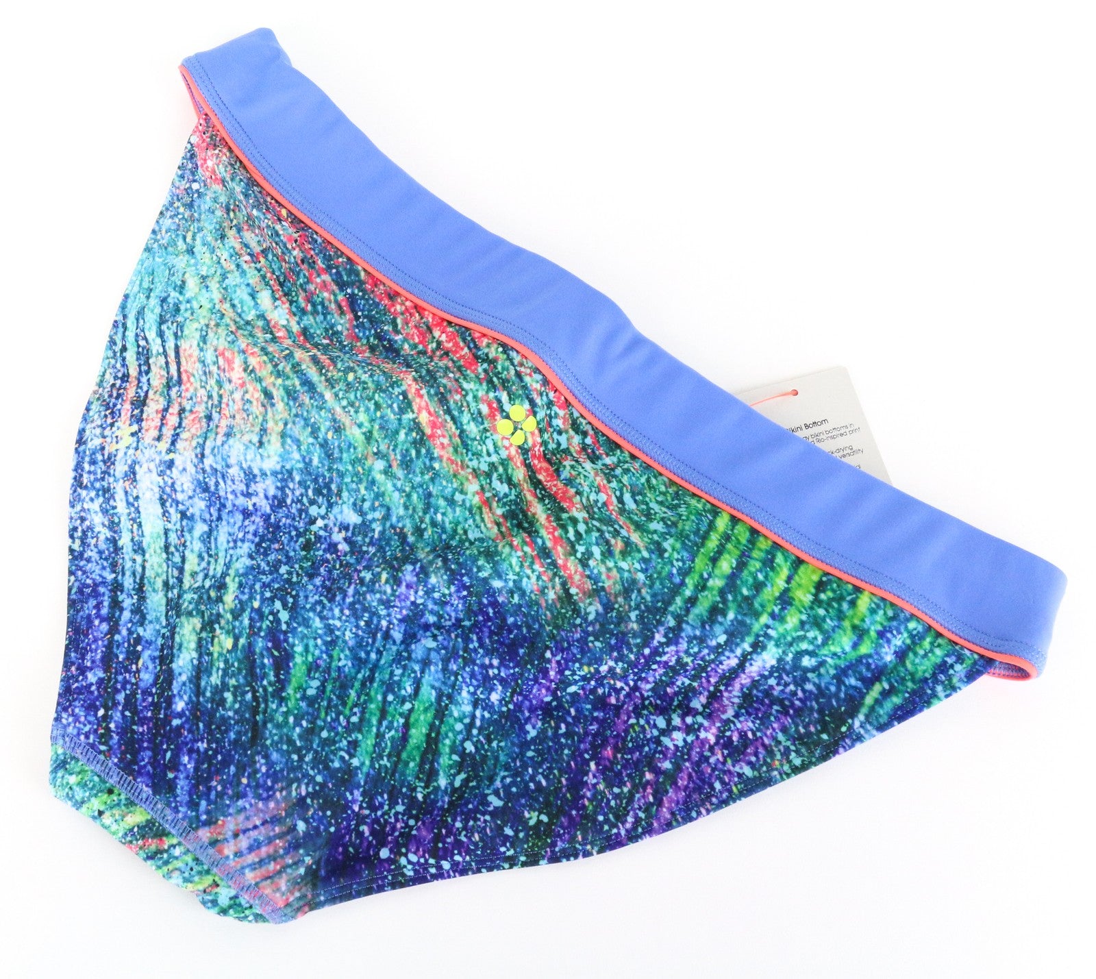 SWEATY BETTY Dive In Women Swimwear XL Blue Printed Slim Shape Bikini Bottom
