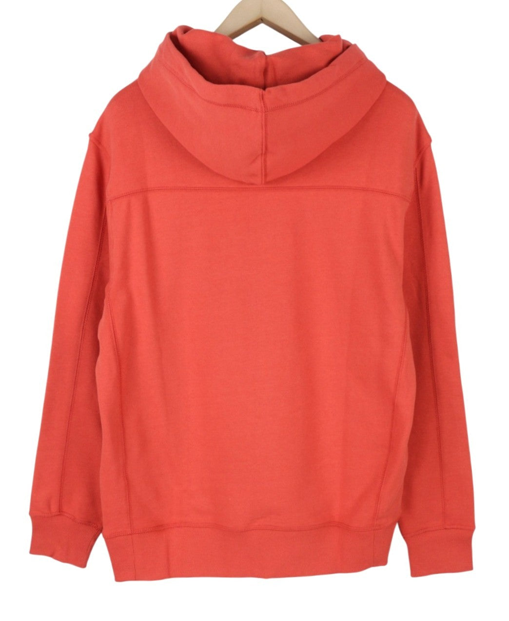CALVIN KLEIN Men Hoodie L Rhubarb Red Cotton Kangaroo Pocket Logo Pull On