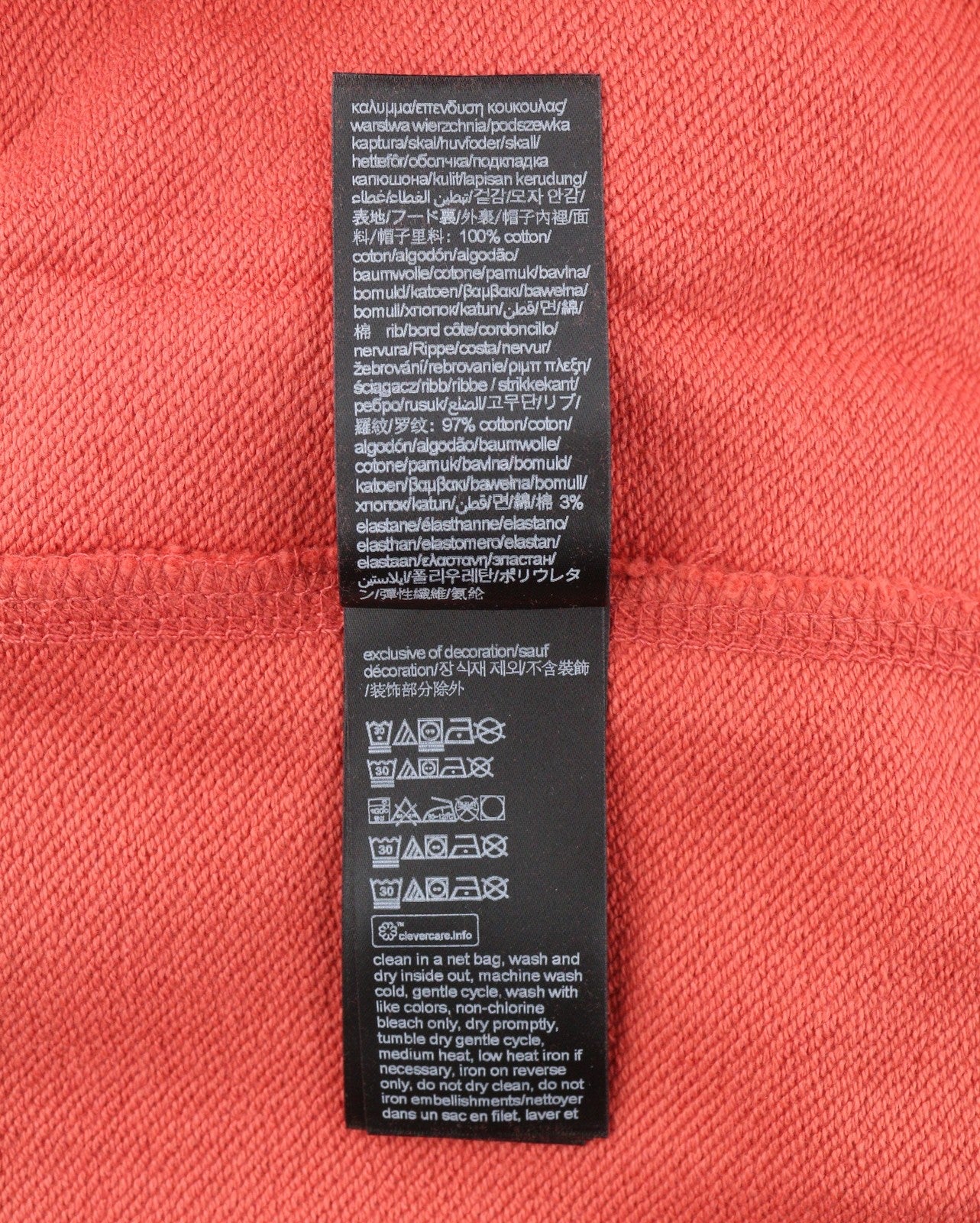 CALVIN KLEIN Men Hoodie L Rhubarb Red Cotton Kangaroo Pocket Logo Pull On