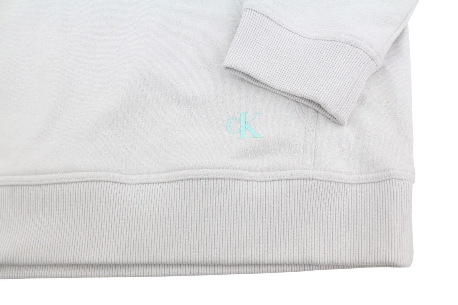 CALVIN KLEIN Men Hoodie XL Lunar Rock Grey Kangaroo Pocket Logo Back Pull On