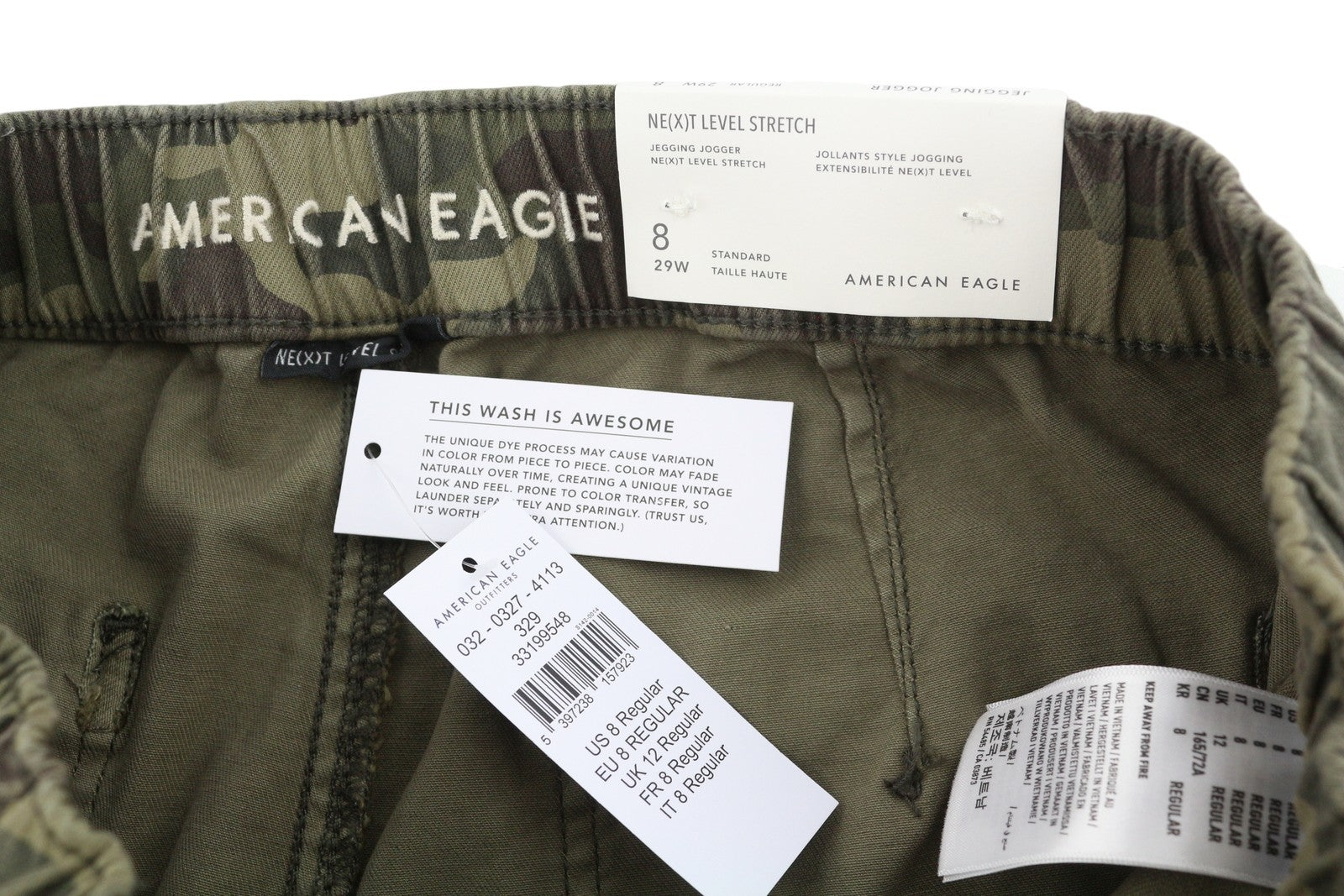 AMERICAN EAGLE OUTFITTERS Jegging Jogger Women Trousers W29 Stretch Camouflage