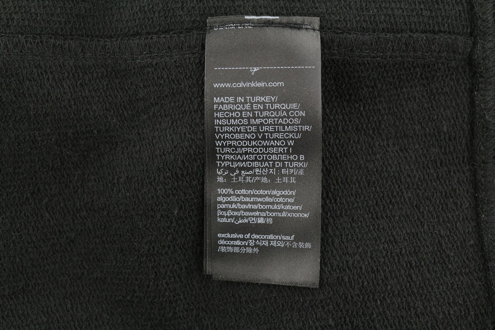 CALVIN KLEIN Men Hoodie XL Black Cotton Oversized Logo Hooded Pull On