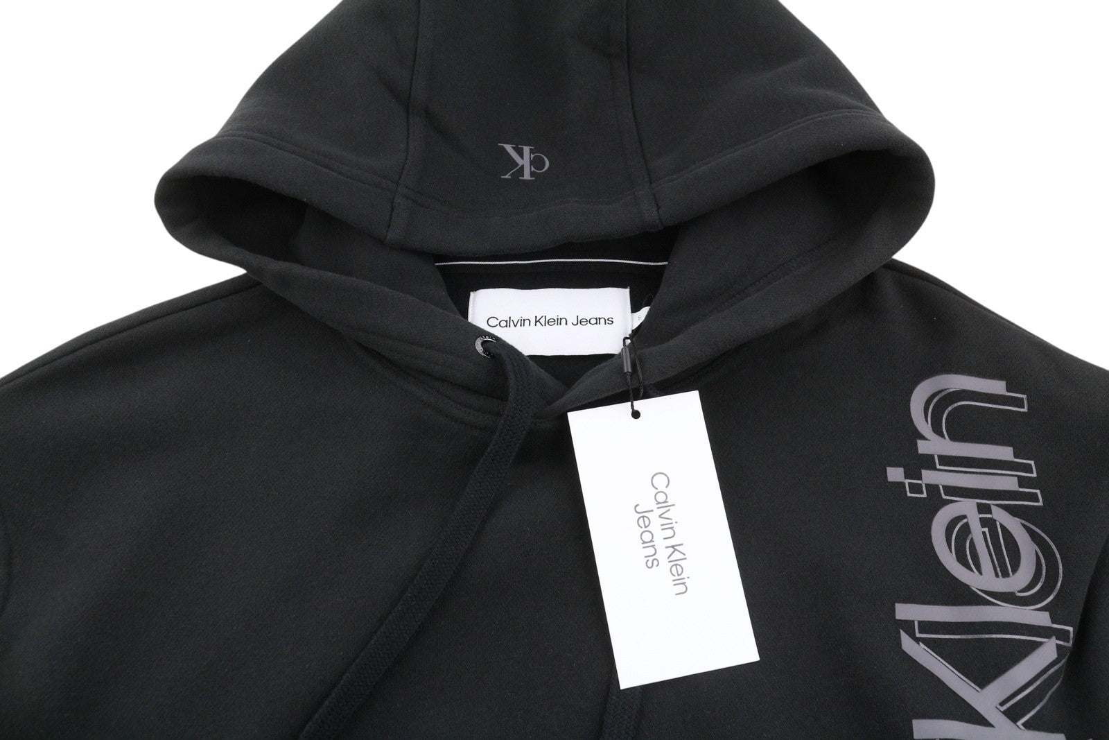 CALVIN KLEIN Men Hoodie S Black Loose Oversized Kangaroo Pocket Hooded Pull On