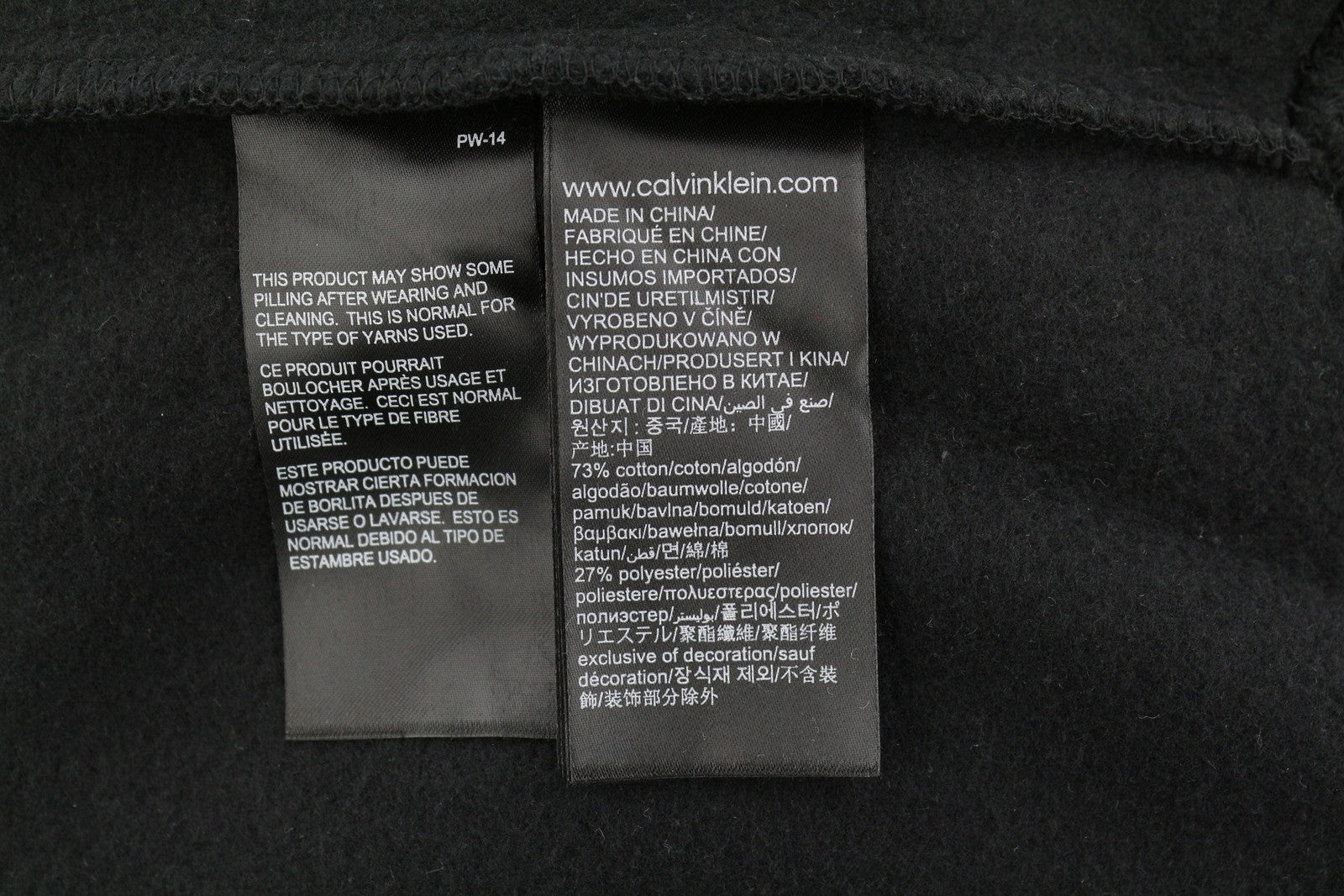 CALVIN KLEIN Men Hoodie S Black Loose Oversized Kangaroo Pocket Hooded Pull On