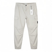 CALVIN KLEIN Straight Cargo Men Trousers L Light Grey Elastic Waist Logo