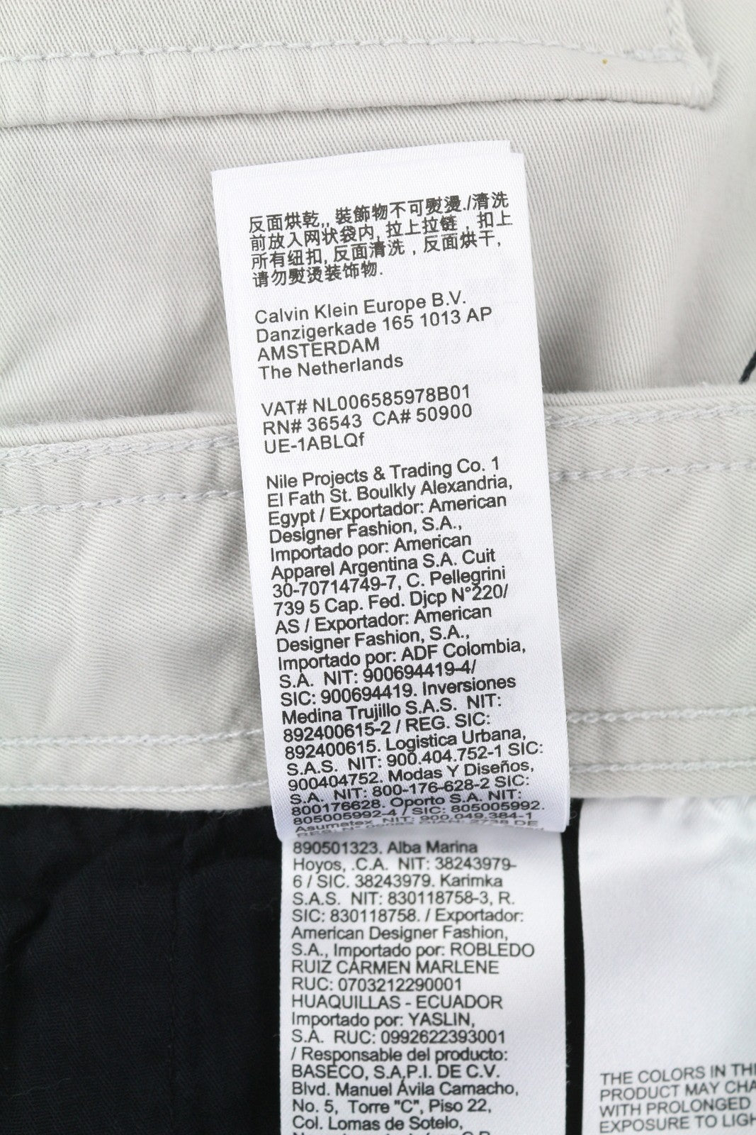 CALVIN KLEIN Straight Cargo Men Trousers L Light Grey Elastic Waist Logo