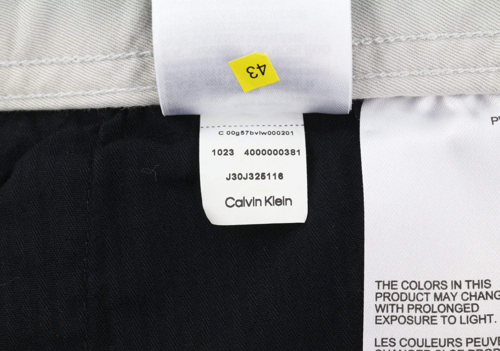 CALVIN KLEIN Straight Cargo Men Trousers L Light Grey Elastic Waist Logo