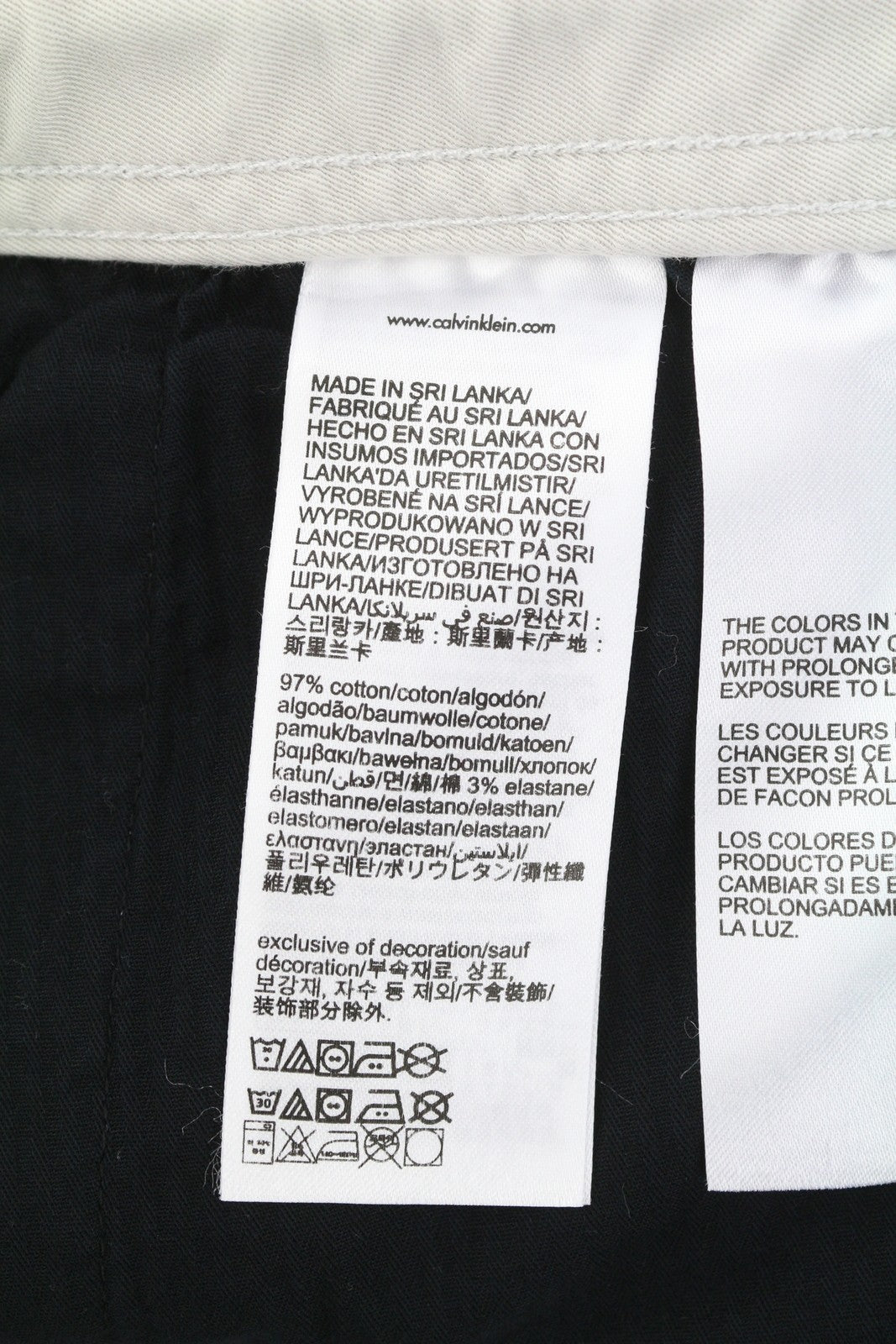 CALVIN KLEIN Straight Cargo Men Trousers L Light Grey Elastic Waist Logo