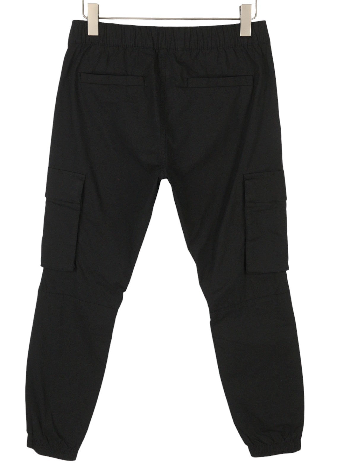 CALVIN KLEIN Men Trousers W32 Black Cargo Check Patch Pocket Elastic Waist