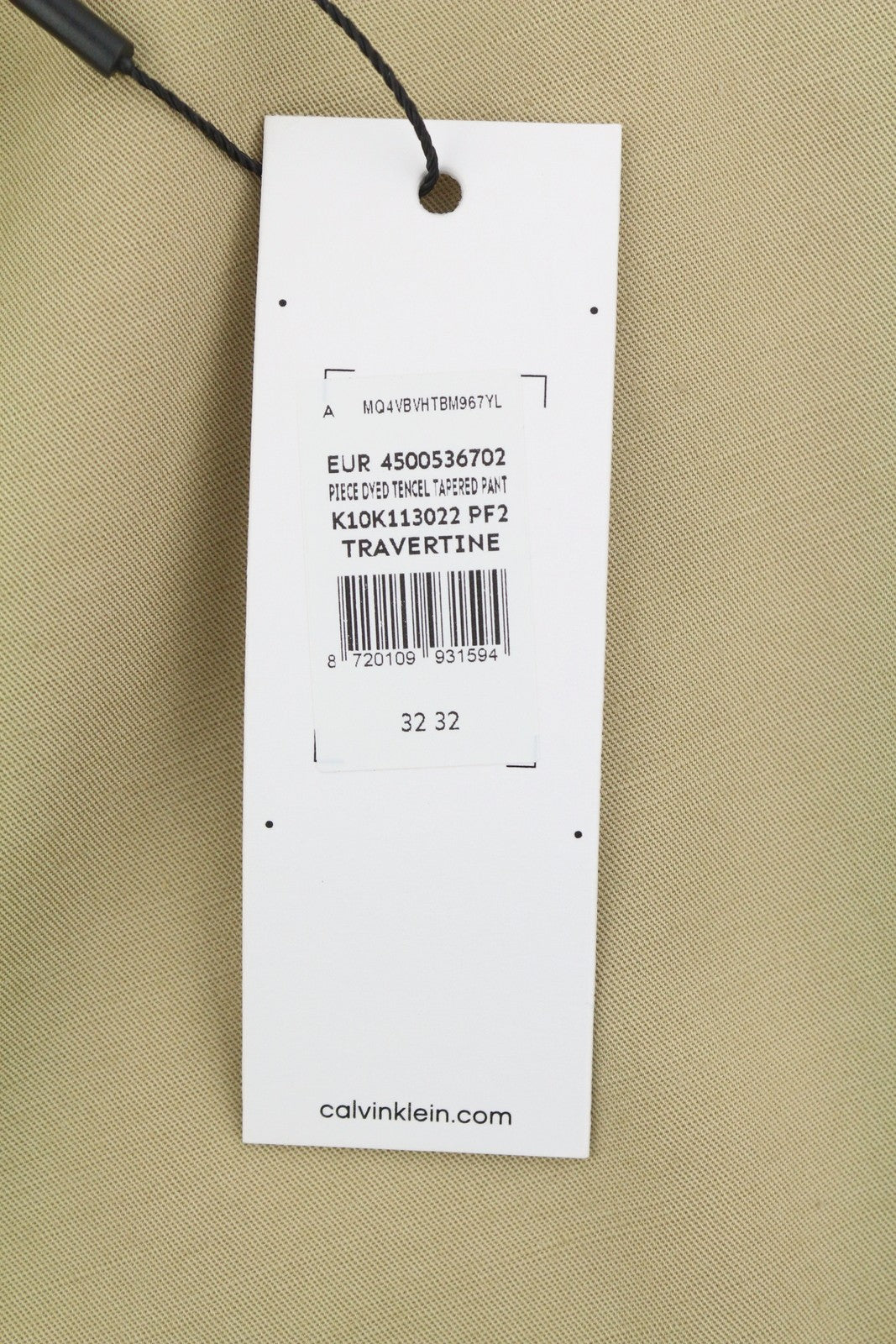 CALVIN KLEIN Piece Dyed Tencel Tapered Men Trousers W32/L32 Cropped Relax