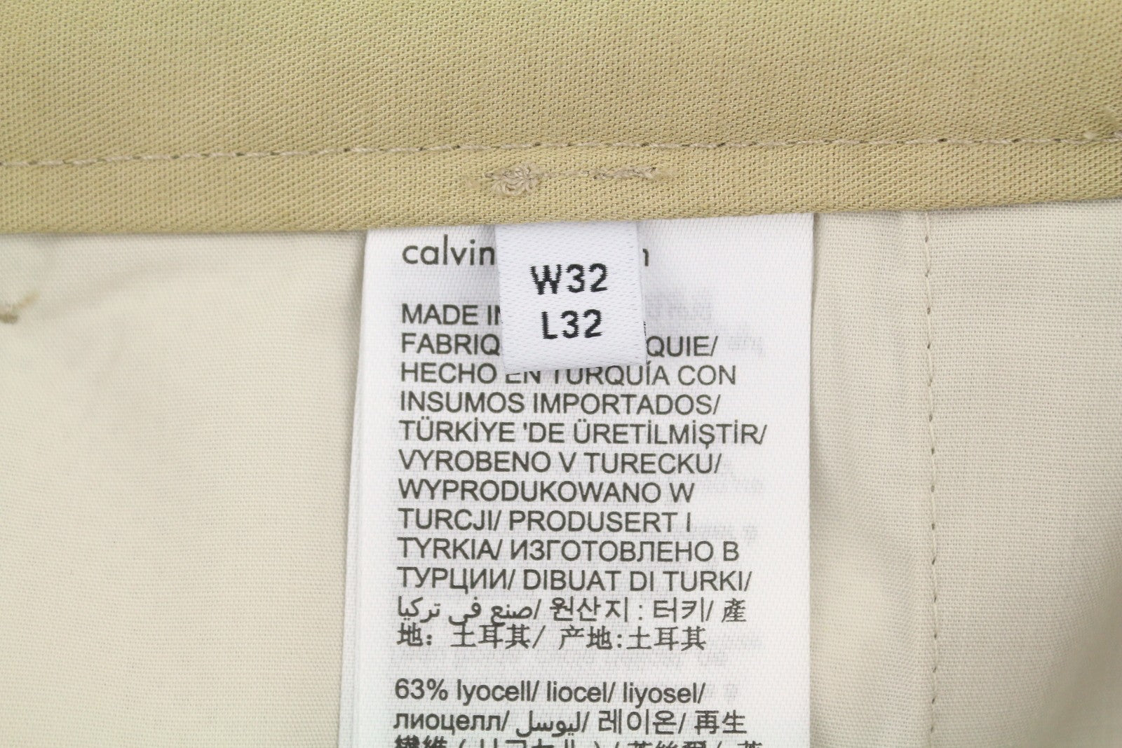 CALVIN KLEIN Piece Dyed Tencel Tapered Men Trousers W32/L32 Cropped Relax