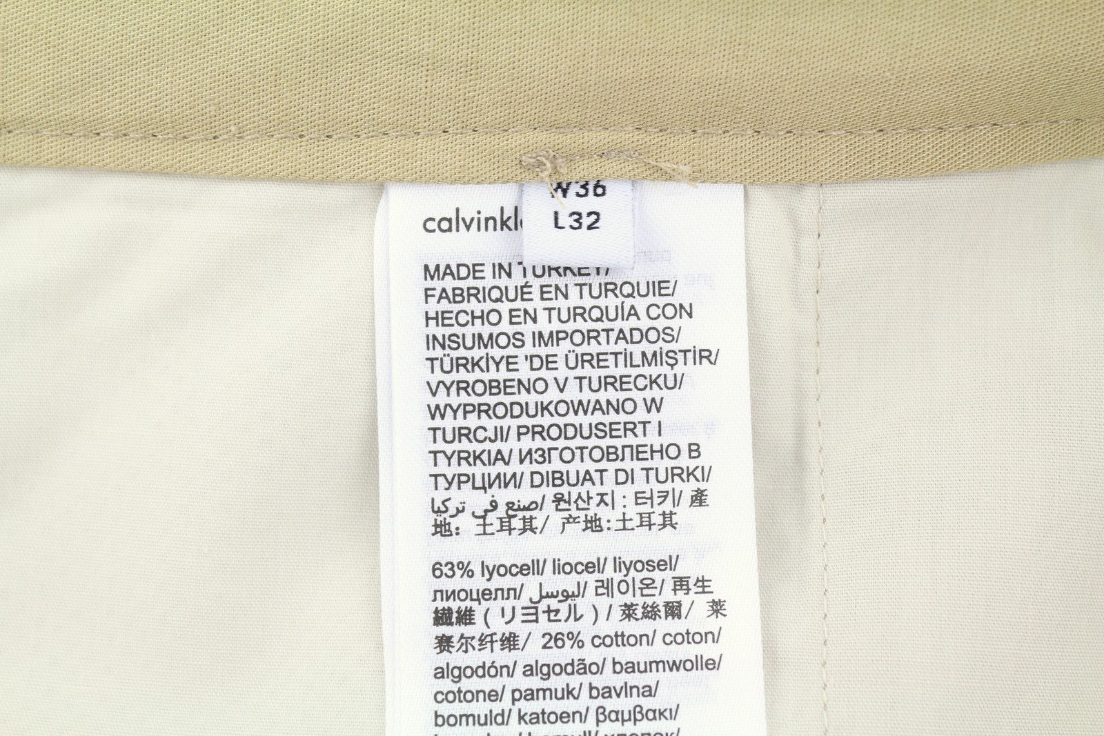 CALVIN KLEIN Piece Dyed Tencel Tapered Men Trousers W36/L32 Cropped Relax