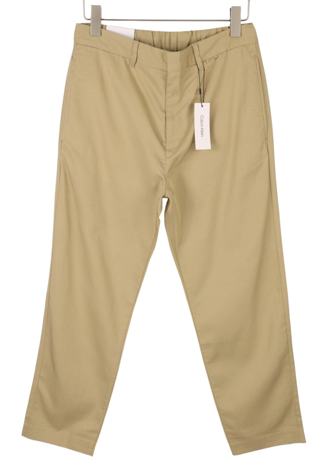 CALVIN KLEIN Piece Dyed Tencel Tapered Men Trousers W36/L32 Cropped Relax