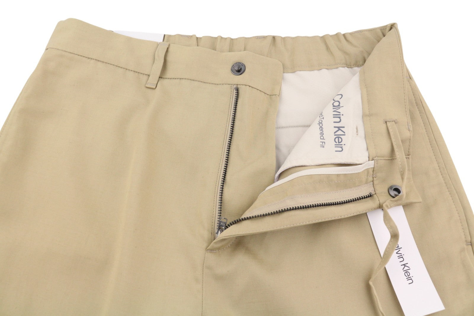 CALVIN KLEIN Piece Dyed Tencel Tapered Men Trousers W36/L32 Cropped Relax