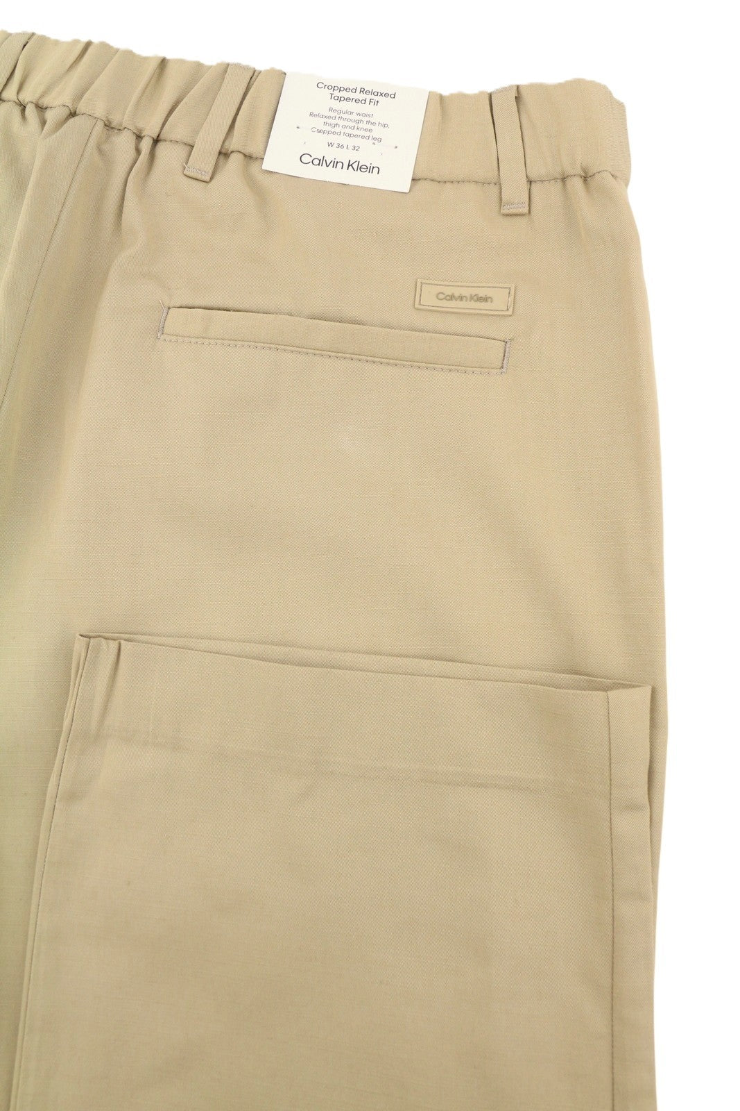 CALVIN KLEIN Piece Dyed Tencel Tapered Men Trousers W36/L32 Cropped Relax