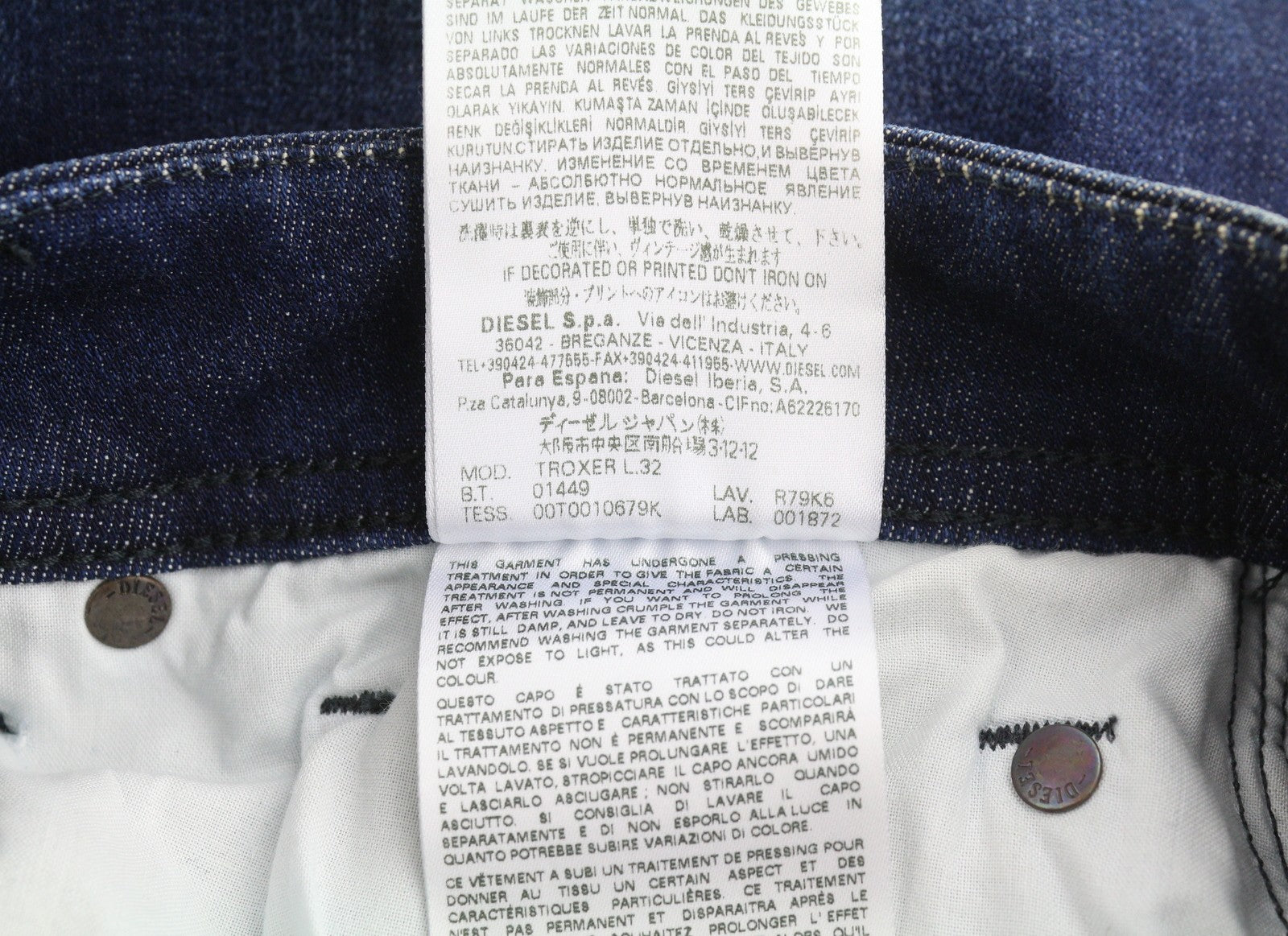 DIESEL Troxer R79K6 Men Jeans W28/L32 Blue Whiskers Faded Skinny Fit