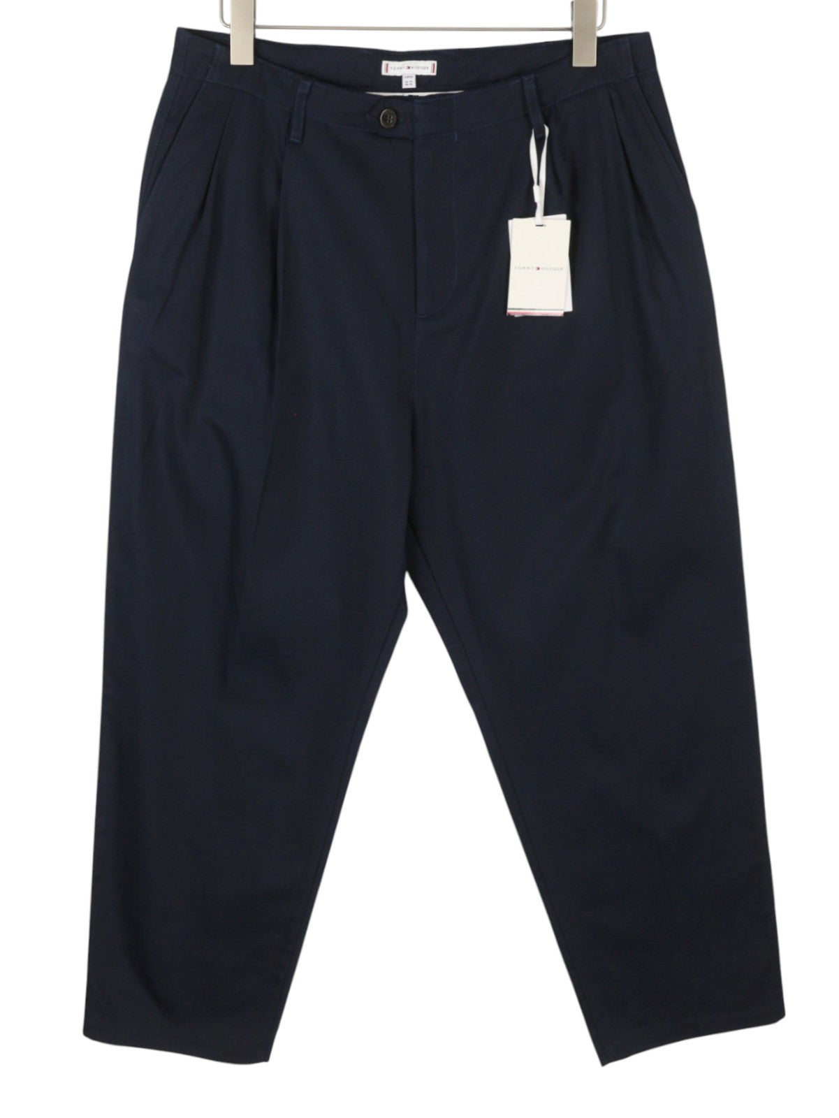 TOMMY HILFIGER Relaxed Straight Women Trousers EU42 Dark Blue Pleated   Zip