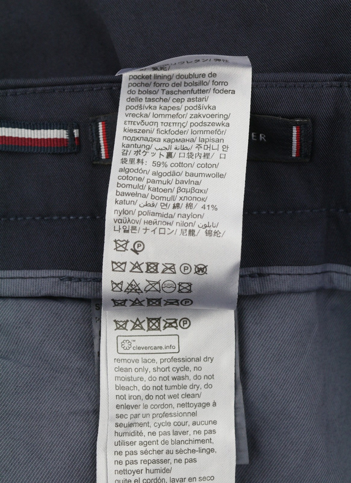 TOMMY HILFIGER Army Stretch Twill Men Trousers EU50 Dark Blue Pleated