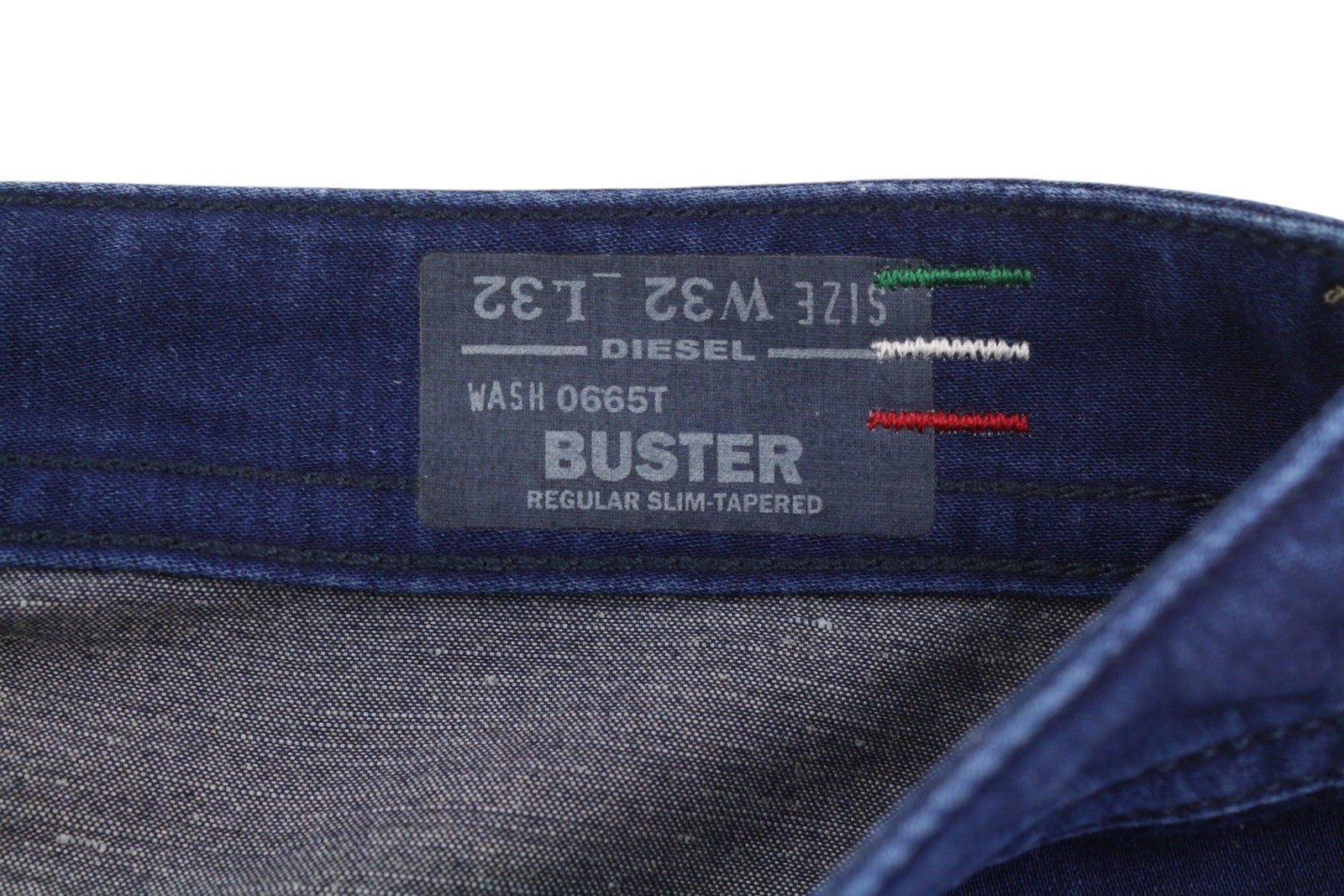 DIESEL Buster 0665T Men Jeans W32/L32 Blue Faded Distress Regular Slim Tapered