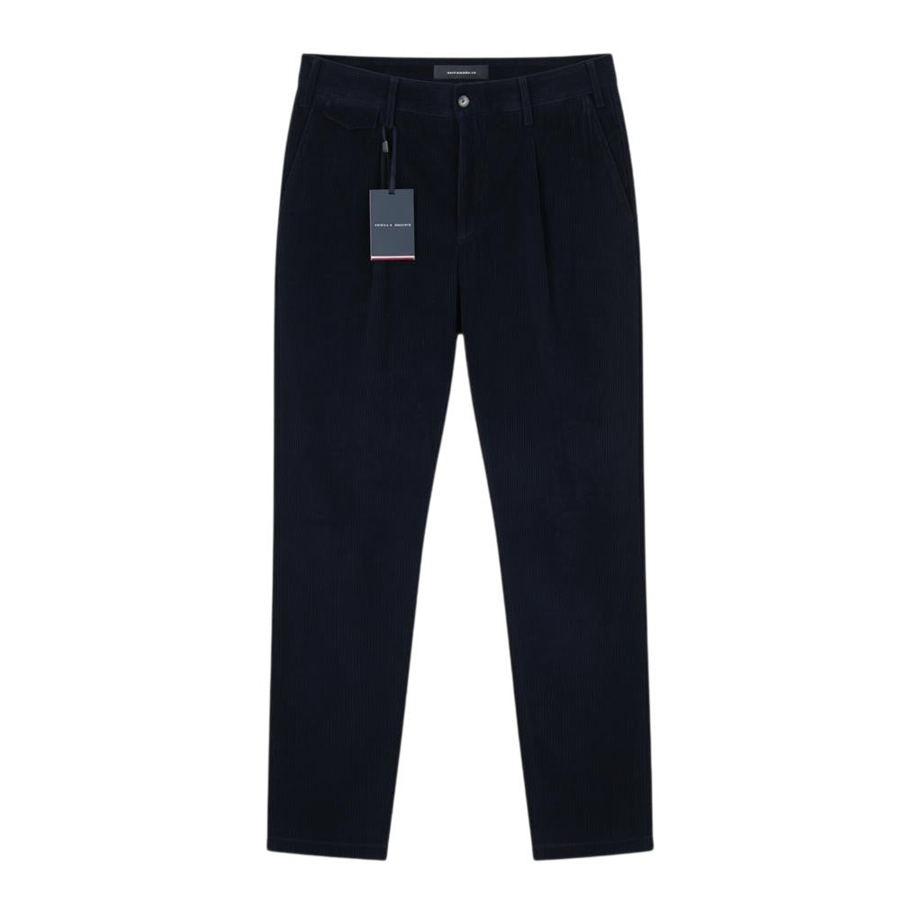 TOMMY HILFIGER Rock Velvet Cashmere Men Trousers EU52 Dark Blue Corduroy