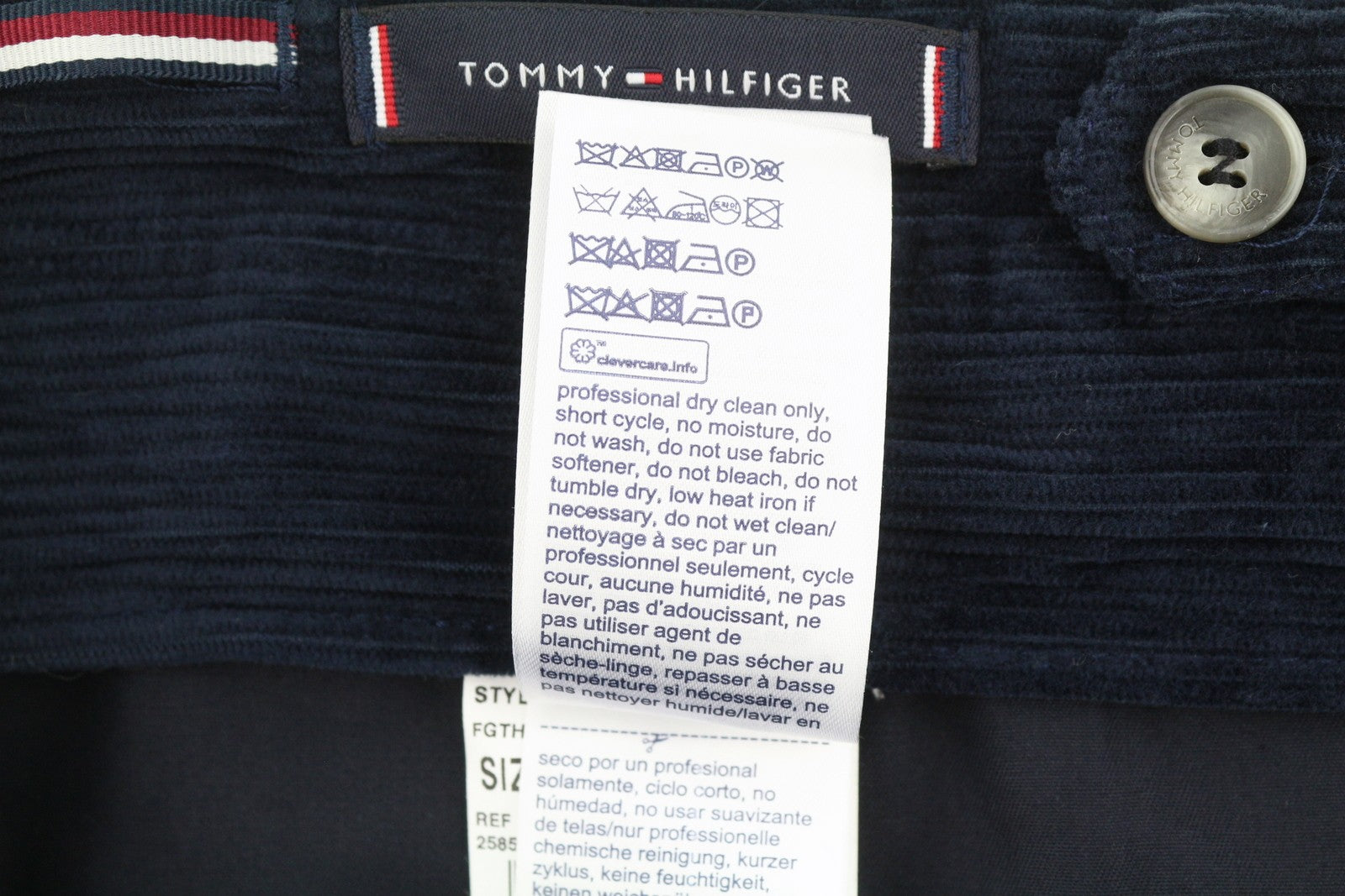 TOMMY HILFIGER Rock Velvet Cashmere Men Trousers EU52 Dark Blue Corduroy
