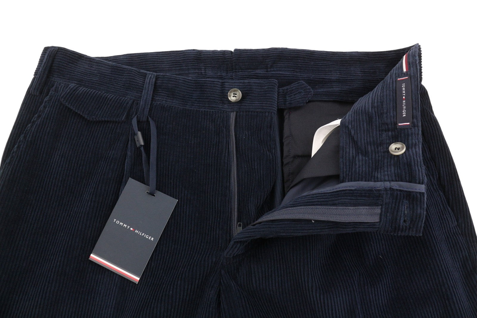 TOMMY HILFIGER Rock Velvet Cashmere Men Trousers EU52 Dark Blue Corduroy