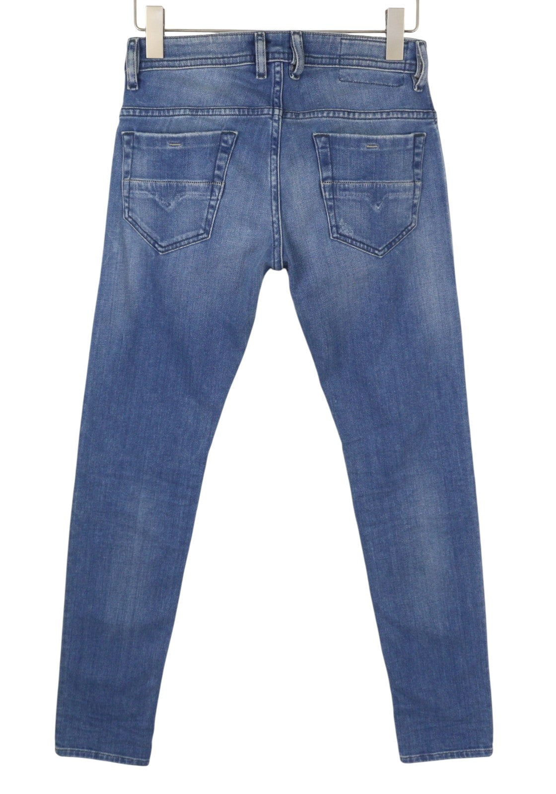 DIESEL Thommer 083AX Men Jeans W28/L32 Blue Whiskers Faded Distress Slim Leg