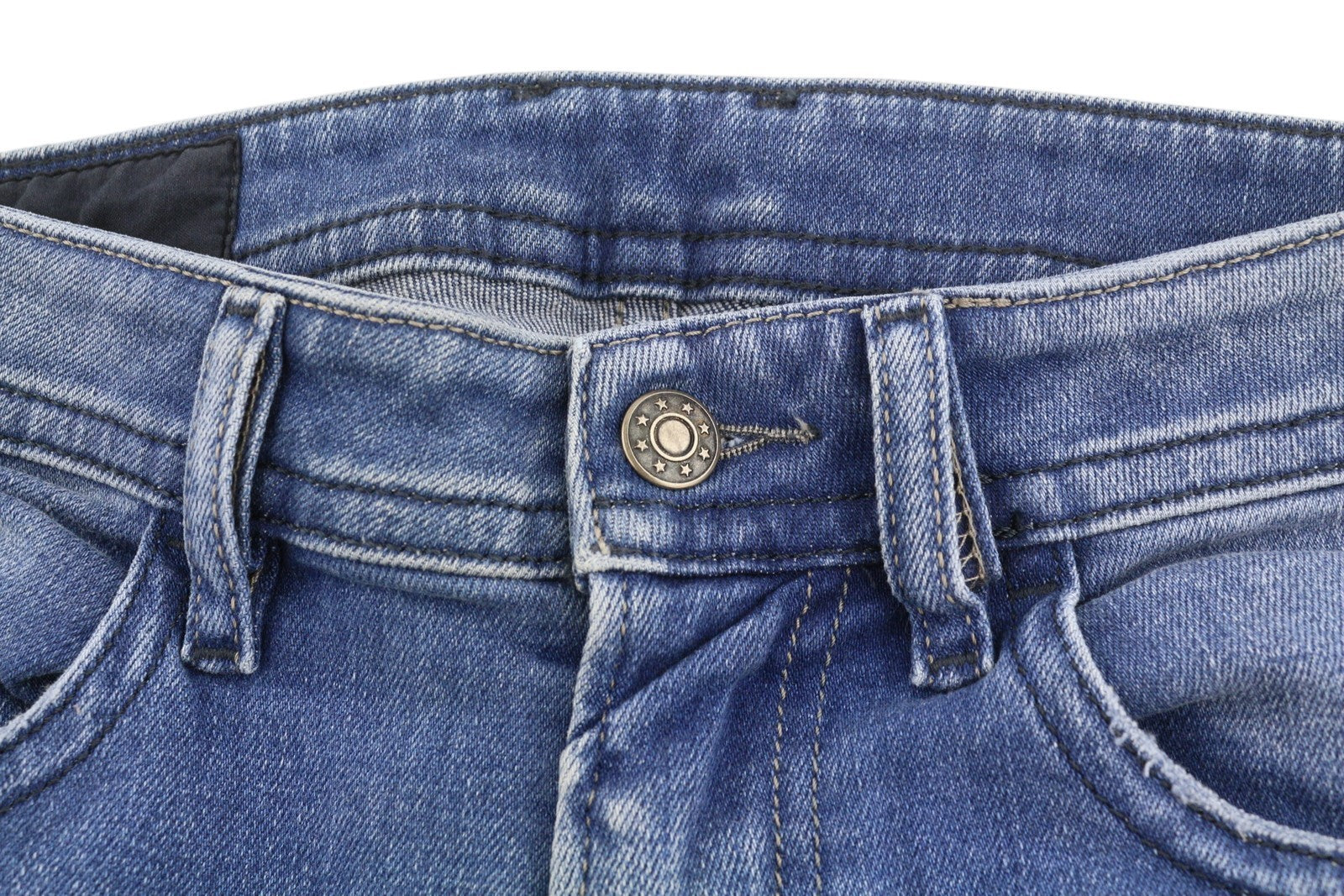 DIESEL Thommer 083AX Men Jeans W28/L32 Blue Whiskers Faded Distress Slim Leg