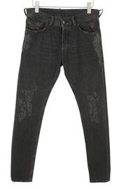 DIESEL Tepphar 085AJ Men Jeans W32/L34 Black Whiskers Distress Slim Fit