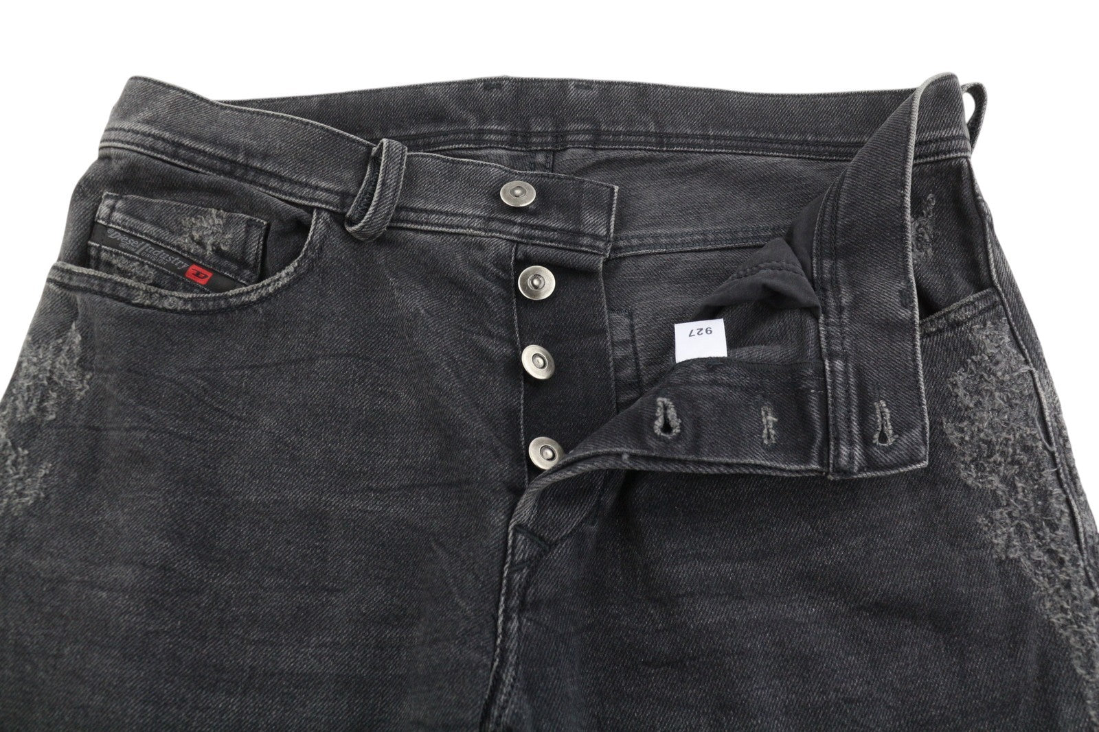 DIESEL Tepphar 085AJ Men Jeans W32/L34 Black Whiskers Distress Slim Fit