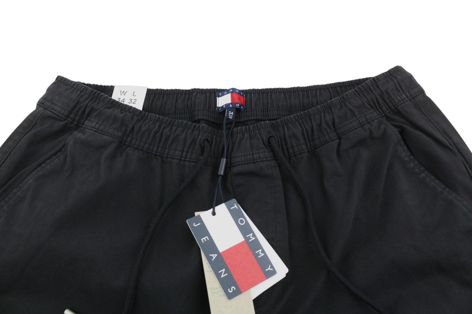 TOMMY HILFIGER Austin Men Trousers W34/L32 Black Cargo Drawstring Waist