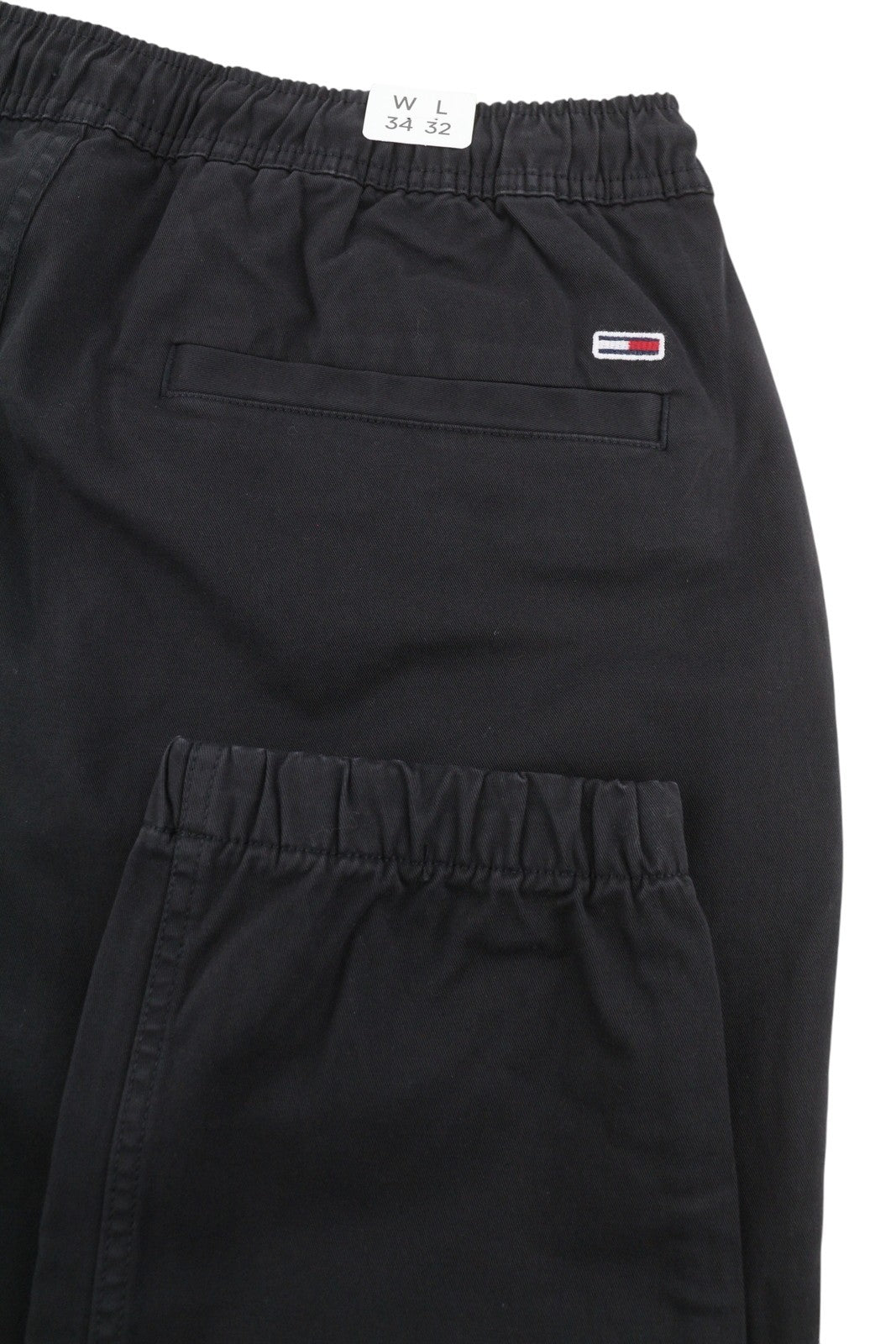 TOMMY HILFIGER Austin Men Trousers W34/L32 Black Cargo Drawstring Waist