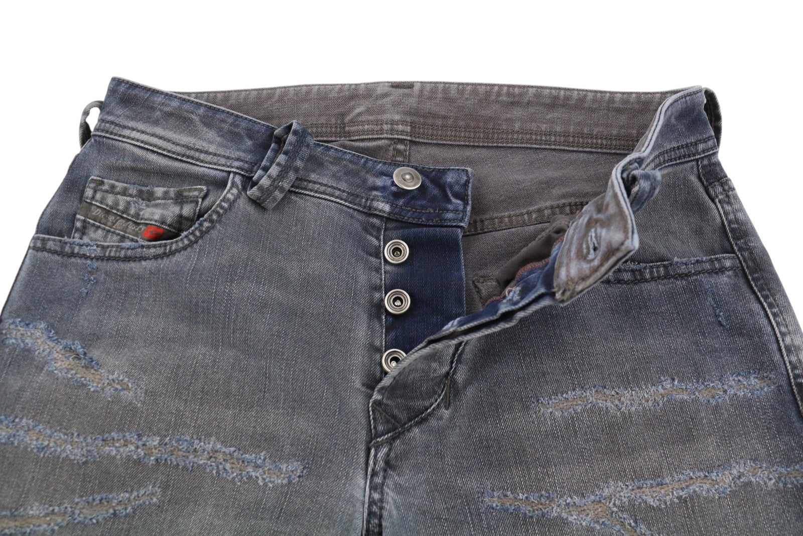 DIESEL Larkee-Beex 084TL Men Jeans W26/L30 Blue Whiskers Faded Distress