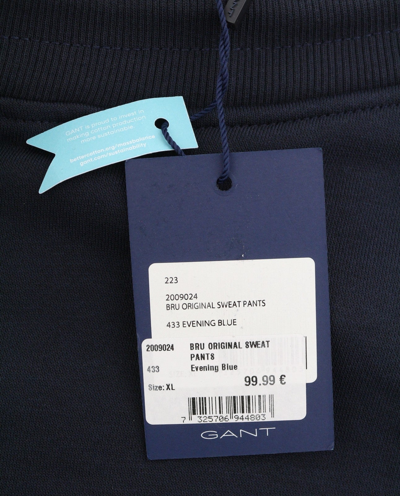GANT Men Trousers XL Dark Navy Drawstring Waist Logo Jogg Sweat