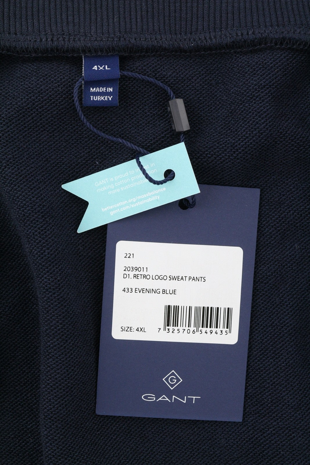 GANT Retro Logo Sweat Men Trousers 4XL Navy Drawstring Logo Jogg