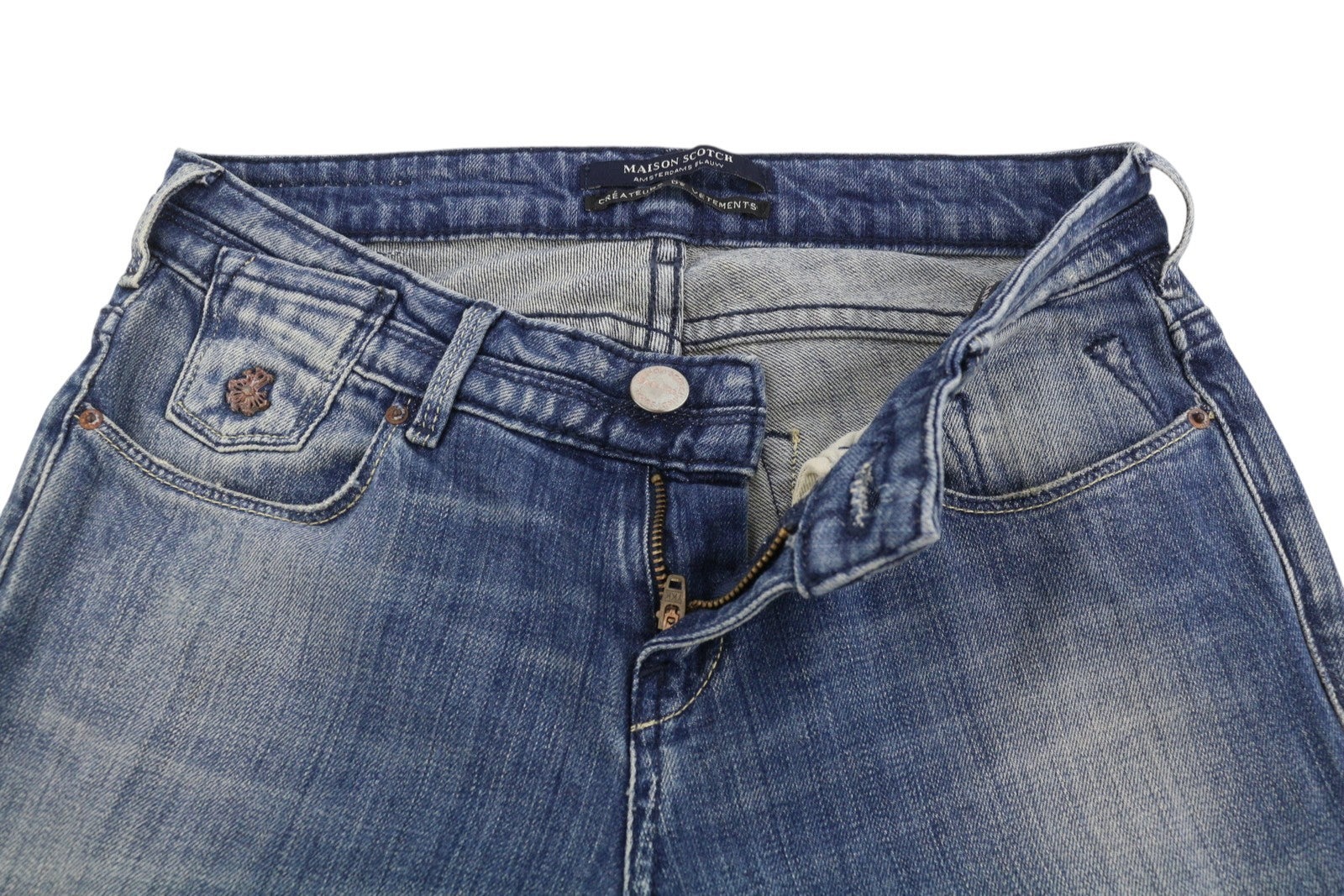 MAISON SCOTCH La Parisienne Women Jeans W25/L32 Blue Whiskers Faded Skinny Fit