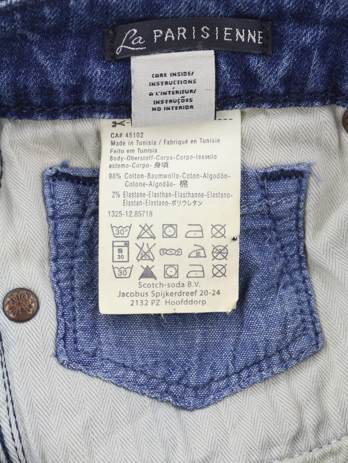 MAISON SCOTCH La Parisienne Women Jeans W25/L32 Blue Whiskers Faded Skinny Fit